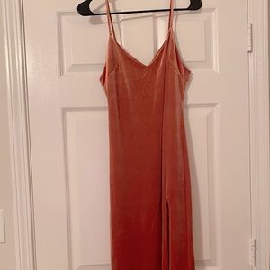 Pink Crushed Velvet Slip Dress